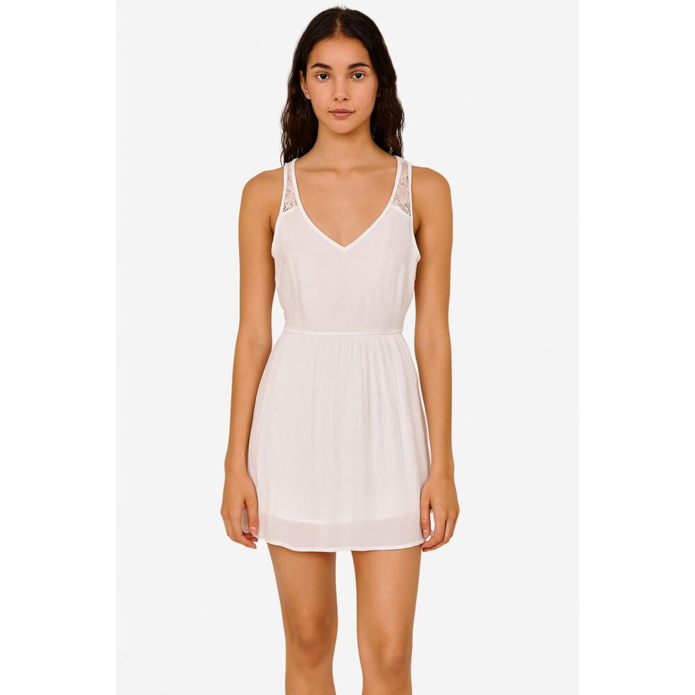 Socialite Womens White Lace Back Mini Dress XS Coastal Cowgirl Clean Girl